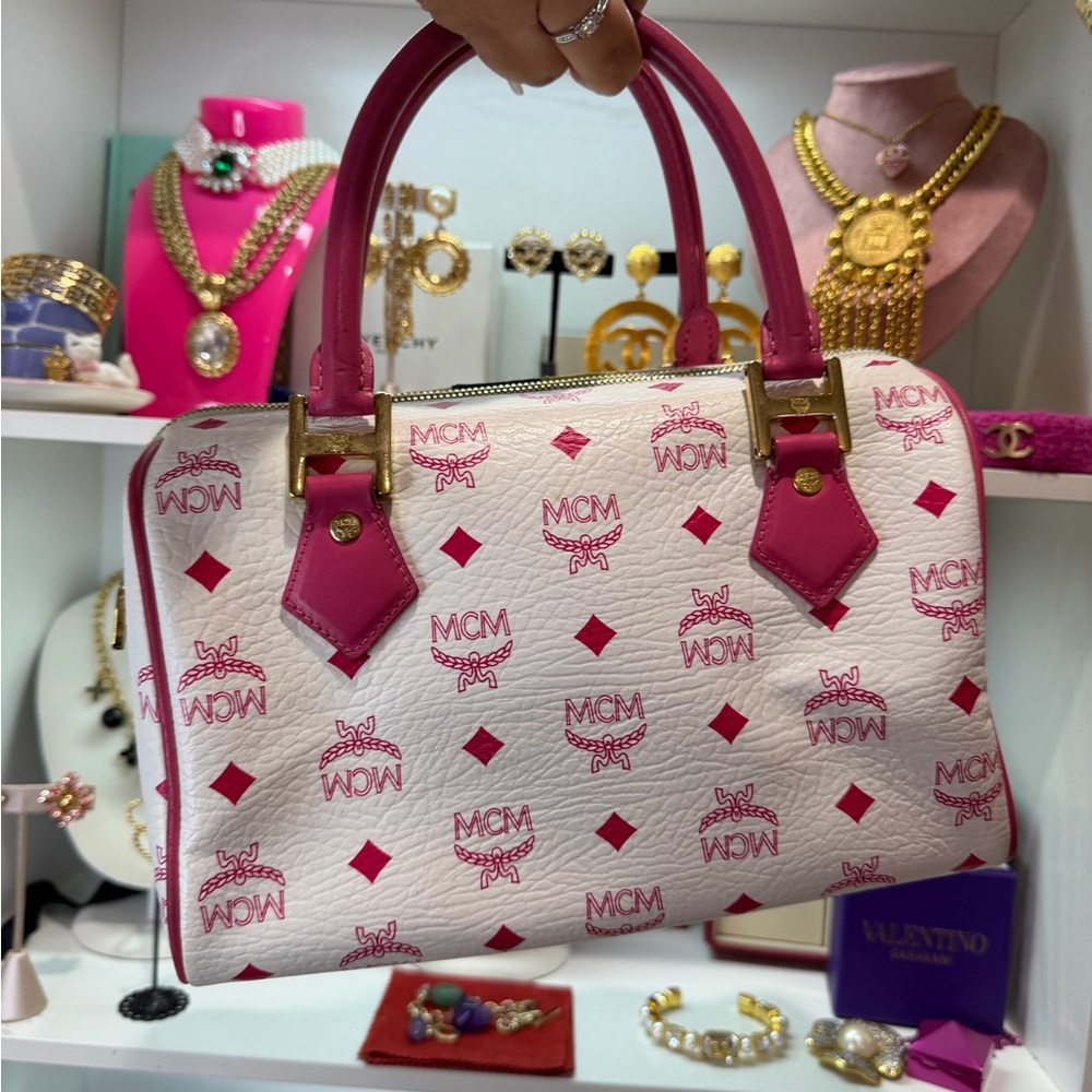 MCM Multicolor Satchel with Pink Accents - Picture 3 of 6